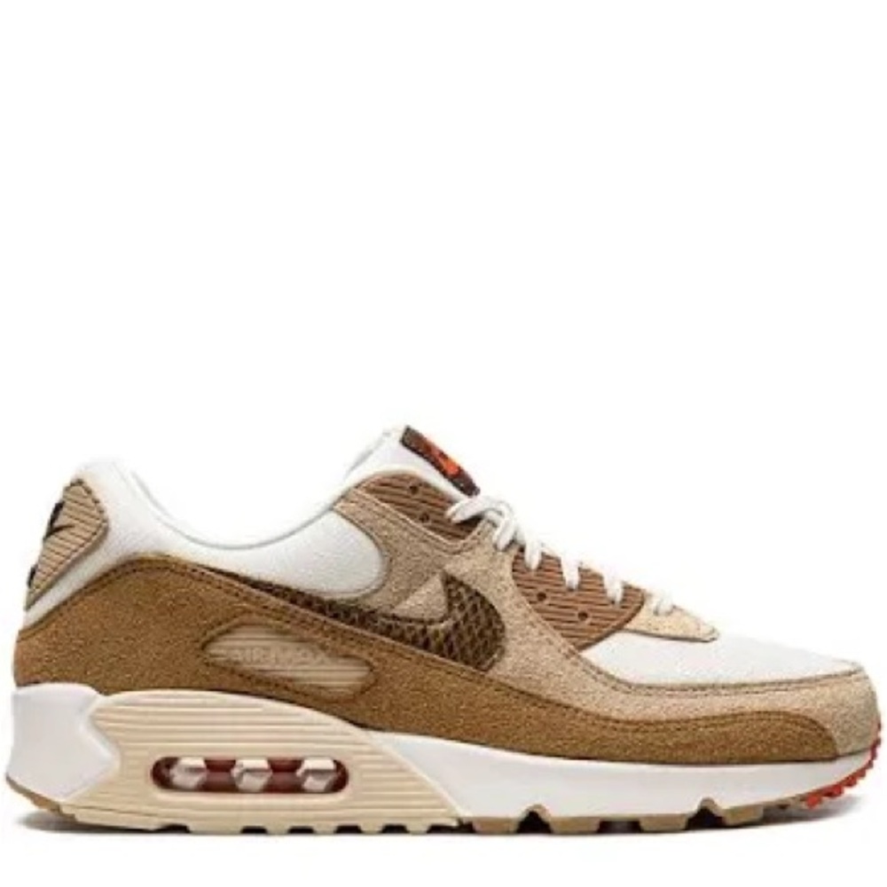 Nike Air Max 90, Snakeskin Ivory. Brown Suede Sneakers